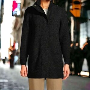 Lands'end womens boucle fleece black coat sz S 6 8